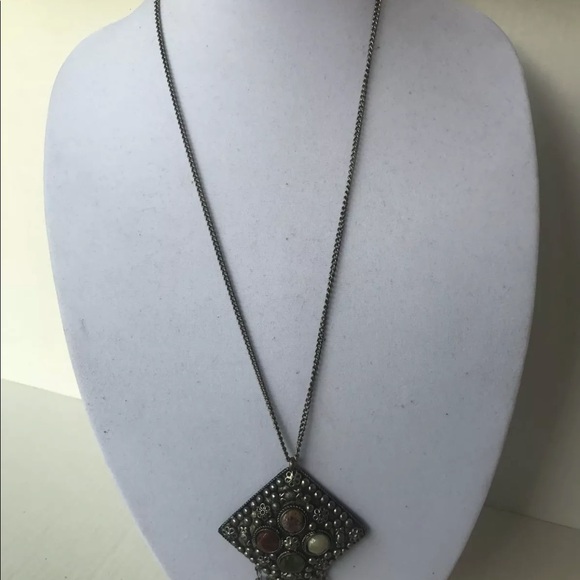 vintage Necklace pewter silver‎ tone necklace - Picture 6 of 7